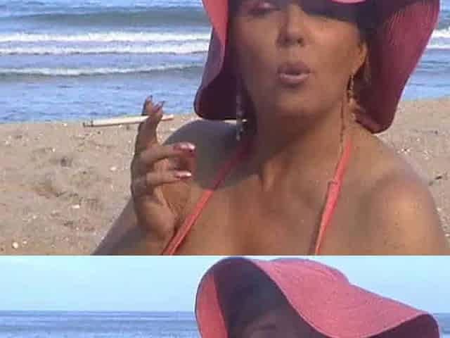 Smoking beach babe