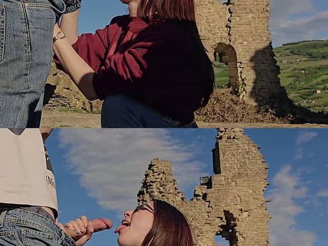 Stranger Cum in my Throat after Public Blowjob - little