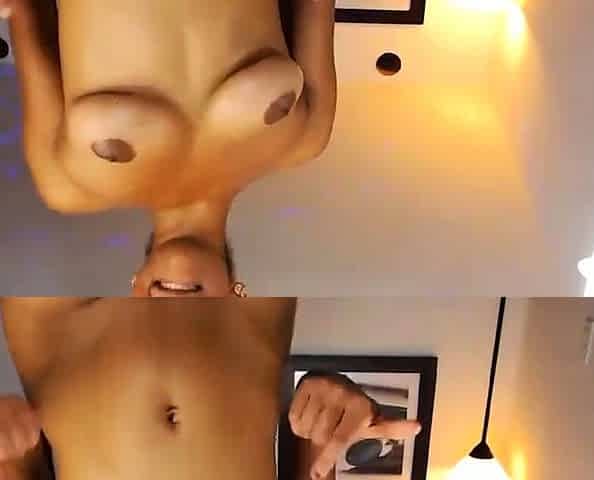 Ebony with Dark Big Nipples on Webcam