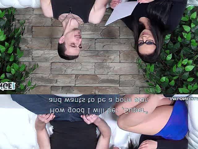 Slim hunk tryout ends with cum on Wendy Moon's twat