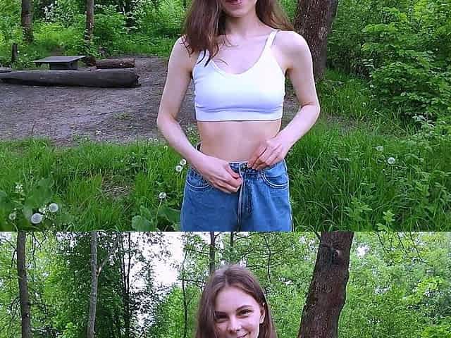 Cute Stepsister teases with her boobs outdoor. I had to