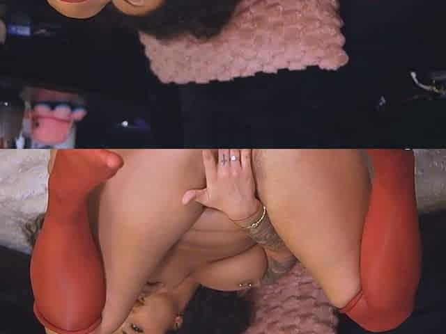 Thick Ebony Babe Fucks Her Wet Pussy