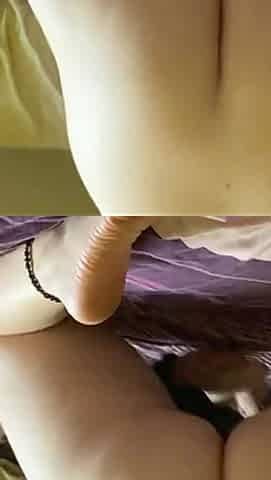 Huge but Plug Shaven Vagina Anal Masturbation with Real Feel Dildo Double Penetration Solo Self Filmed on Iphone