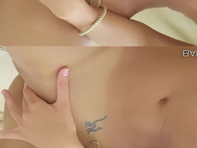 Cutie With Round Bottom Maria Stimulates Her Shaved Pussy