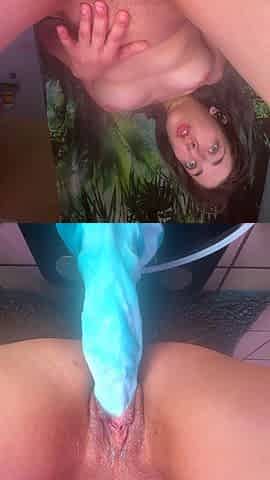 I love riding huge dildos and getting my pussy messy
