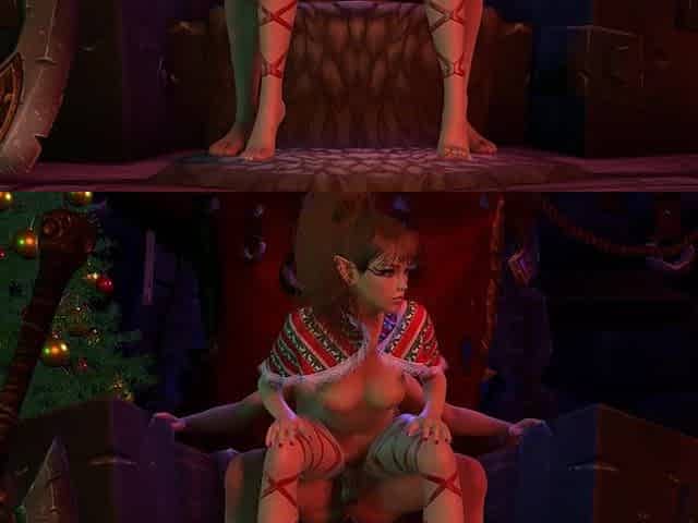 Hawt Christmas Elf Beauty Riding on Top Santa's Penis