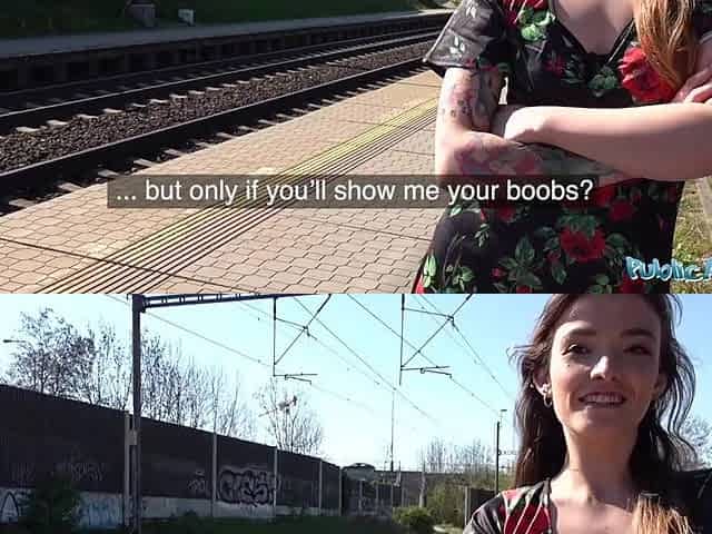 Public Agent Tattooed hawt minx Kylie cums on jock