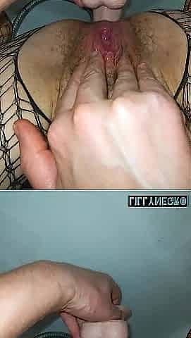 Curly vagina and sex toy in butt