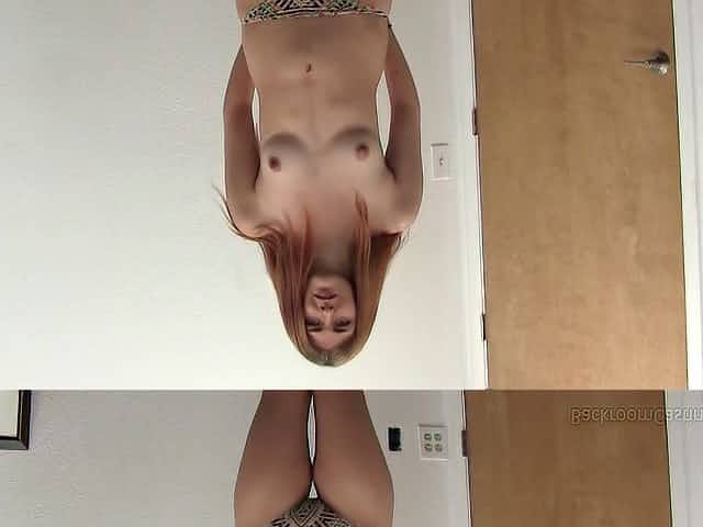 Redhead slut Elle with small tits fucked on the casting couch