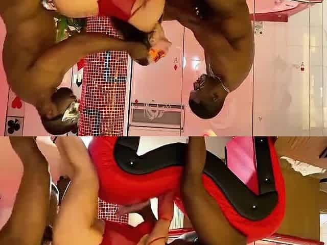 Banged by 2 ebony studs, BBC hotwife squirts in front of her cuckold spouse.
