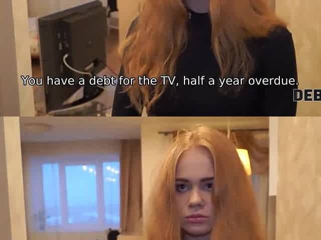 DEBT4k. Perfectly looking ginger gets rid of debts after sexy sex