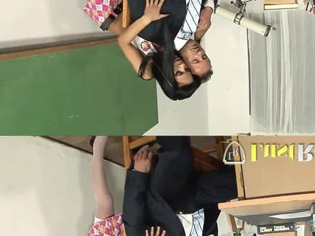 Slim teen banged by teacher in detention on the table
