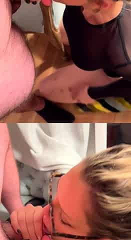 Amateur Blonde Blowjob handjob and cumshot