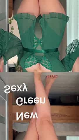 Amazing MILF in Green Sexy Lingerie