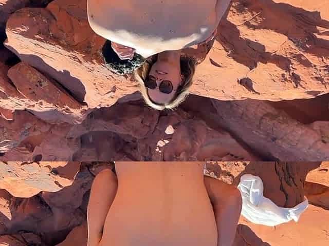 Hiking Threesome Creampie in the Desert with Blonde Amateur