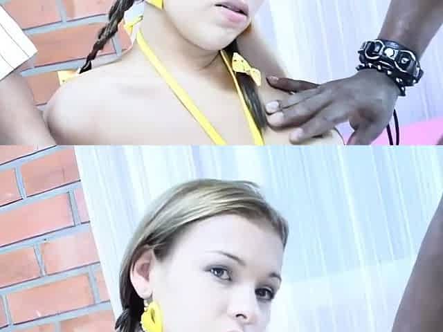 Selina eats double dick in POV