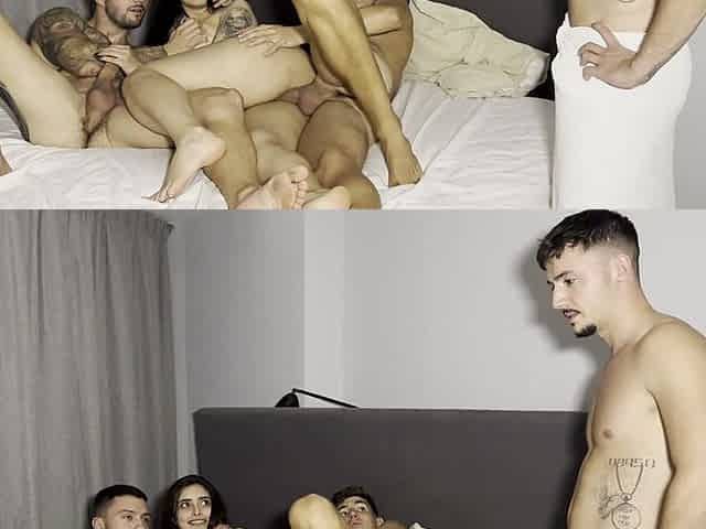 Amazing Gangbang a Young Natural Big Tits