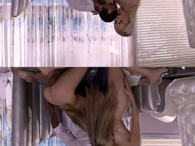 Naughty blonde teen girl Karla Kush facialed by big cock