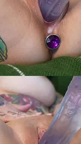 Fucking My Juicy Pussy with a Big Dildo!