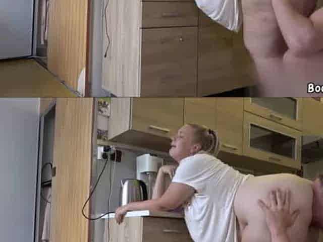 Wife fucked in the kitchen while preparing dinner