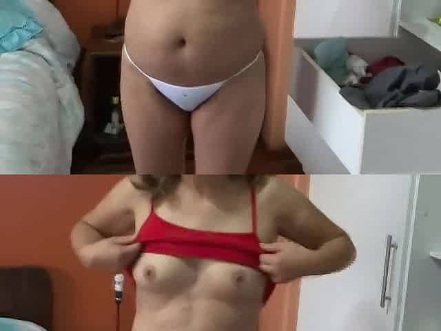 Charming 58-year-old aged showing off her bewitching melons for 'em to masturbate