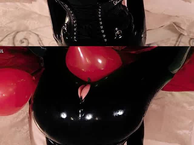 Latex rubber Looner mother I'd like to fuck masturbate with pierced vagina and air balloons