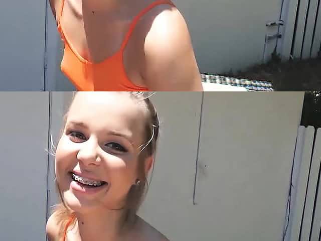 Young teen amateur girlfriends with braces fucking on camera