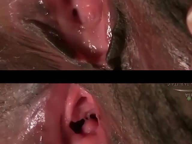 Wet hairy pussy spread wide open