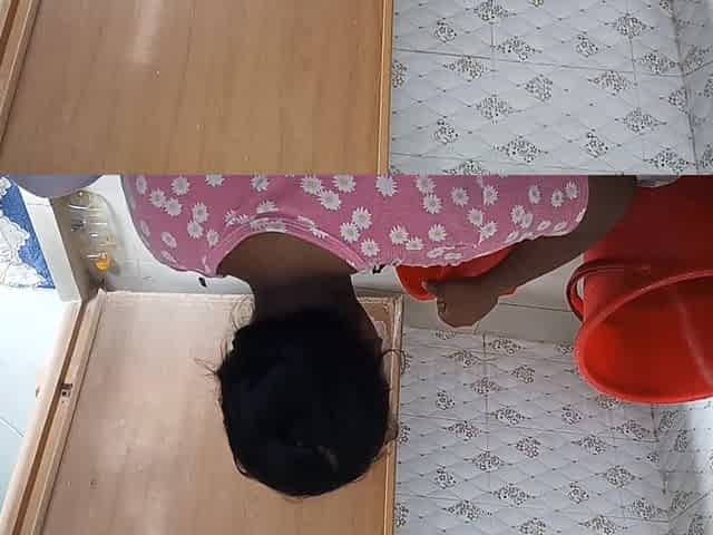 Bathroom Surprise Maid Caught by House Owner