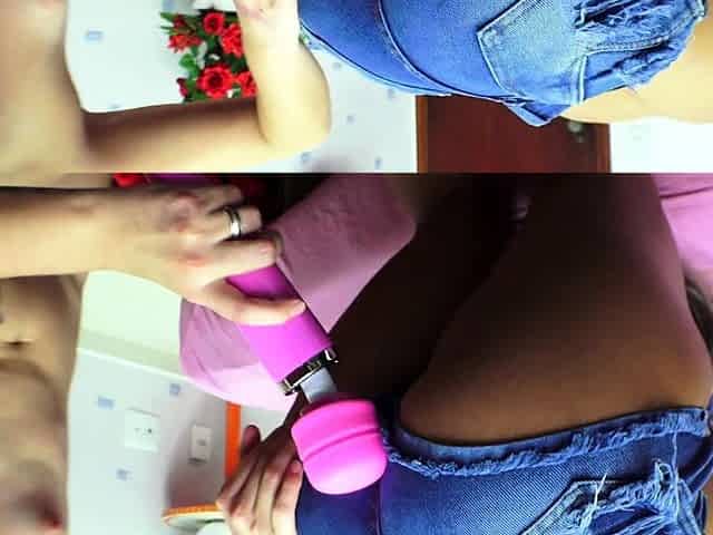 Teen fingering pussy while licking ass