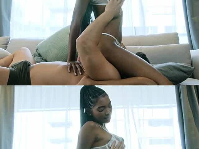 Hot Ebony Straddles Guy on Couch TooDiva
