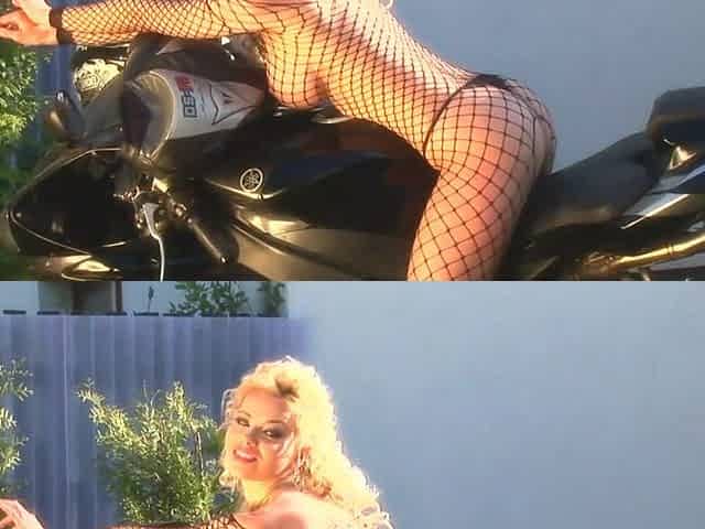 Golden-haired Bombshell Caylian Curtis Is A Biker's Fantasy In Fishnet Solo Scene