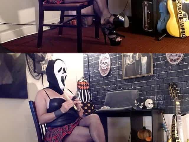 Halloween Ghostface Fishnet Legs Dangling High Heels