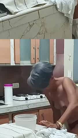 I Catch My Stepsister in the Kitchen Dancing Very Sexy Semi Naked -porn in Spanish.