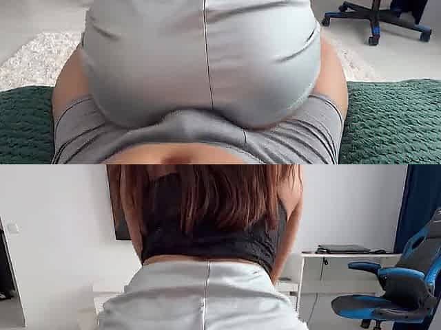 Riding and humping stepbrother's ramrod with my booty