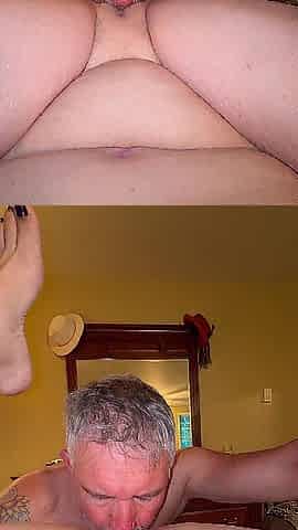 Older wife with hot feet gets her toes sucked