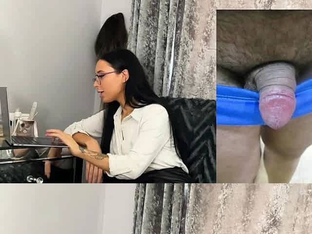 Glasses classy babe teasing micropenis