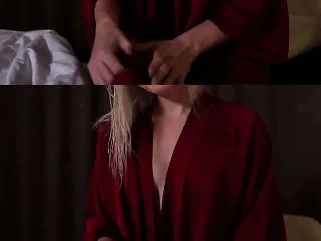 Blonde from work finishes off from cuni and raunchy