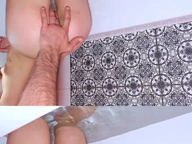 Skinny girl takes a big cock in her tight pussy while taking a bath
