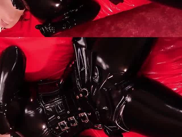 Latex Rubber Diva Masturbates In Black Shiny Catsuit With Dildo And Magic Wand Till Squirt!