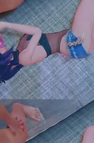 Hot Japanese girl with blue haired can handle big cock properly: 3d hentai