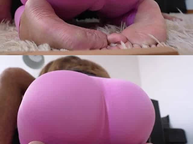 Those pink constricted leggings hug her large booty beautifully, I wanna fuck her endlessly