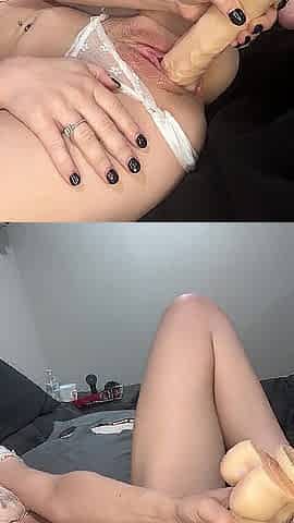 Solo masturbation with a 12 inch sex tool ????