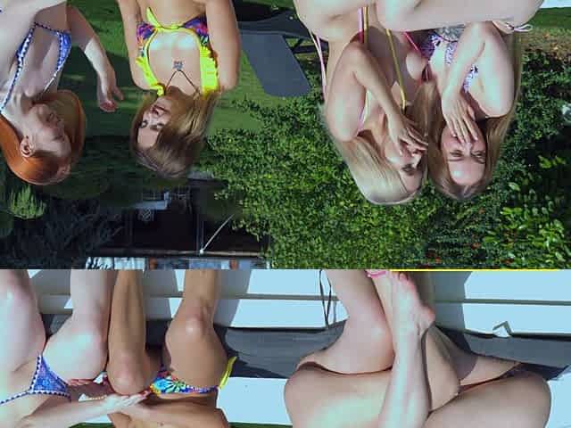 Four Girls Take Rough Gangbang DP in a Poolside Orgy