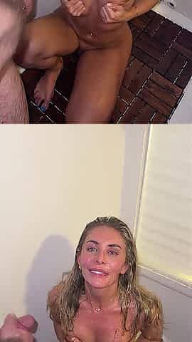 BONNIE BLUE USED AS A PUBLIC CRAPPER / voided urine on and in / post group sex golden shower