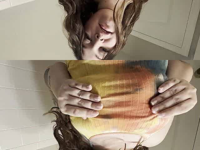Playing with my biggest natural titties