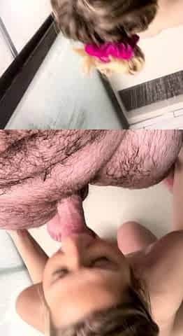 Wet and messy amateur blowjob and handjob