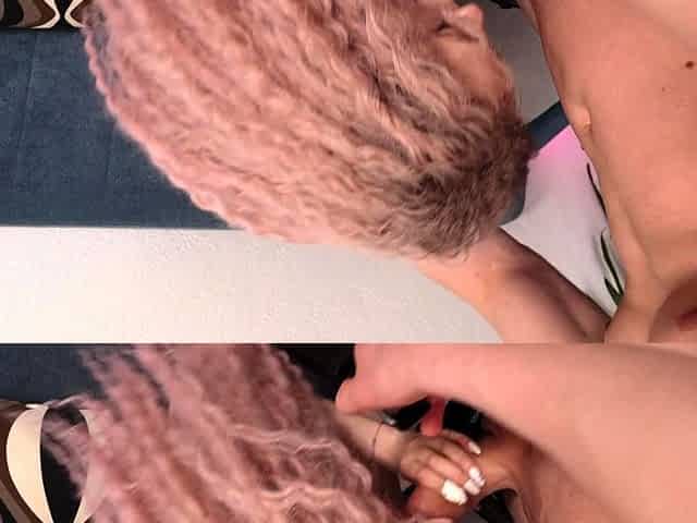 Kinky daddy's pink-haired girl gets pussy to mouth fucked
