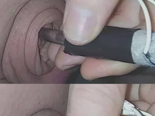 Inserting electro-sound into my giant limp penis.. groaning with fun