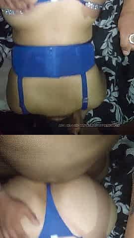 Doggy position Large Booty Banged Wildly, Jizz flow in Her Blue Bikini